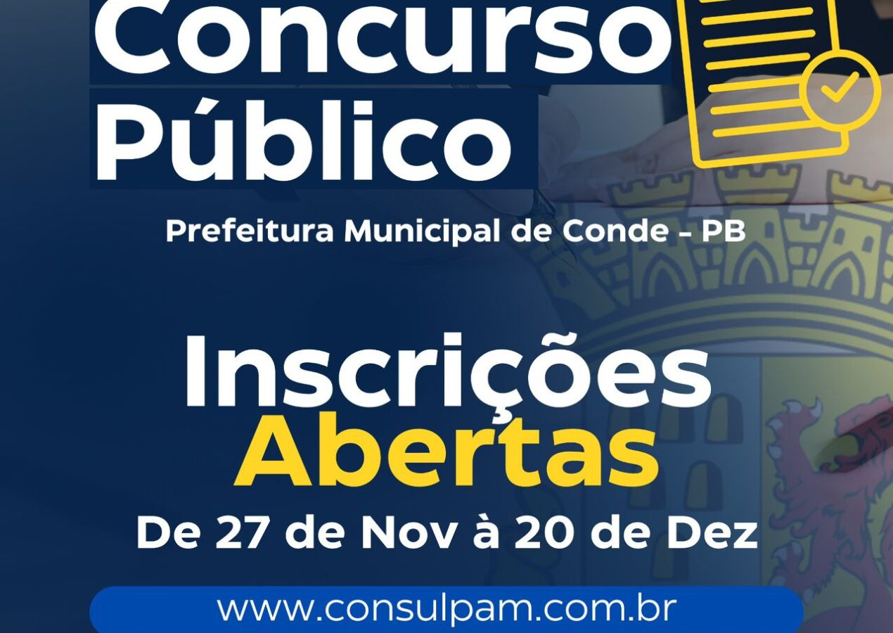 Prefeitura de Conde lança edital de Concurso Público com mais de 300 vagas para diversas áreas de atuação