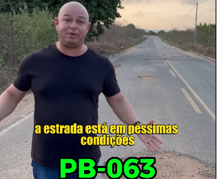 Sargento Rui diz que PB-063 “pede socorro” e cobra recapeamento asfáltico