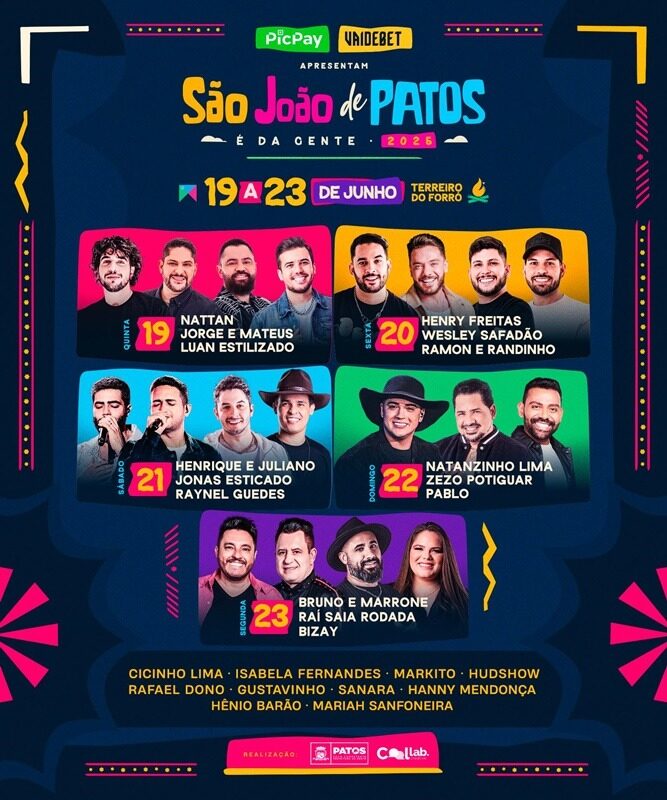 Patos lança programação oficial do São João 2025 com grandes atrações